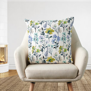 Coussin Élégant motif floral fleur sauvage vintage