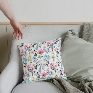 Coussin Élégant motif floral fleur sauvage vintage