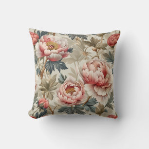 Coussin Elégant motif floral. Pâles roses