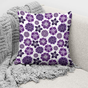 Coussin Élégant motif floral pourpre