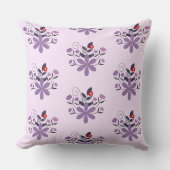 Coussin Élégant motif floral violet violet gris rouge (Recto)