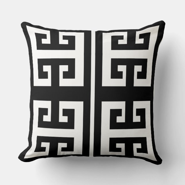 Coussin Élégant Motif géométrique noir et blanc (Recto)