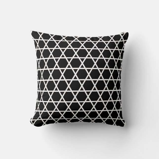 Coussin Élégant motif géométrique noir et blanc (Recto)