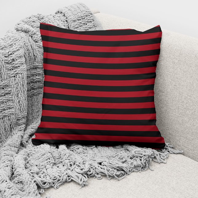 Coussin Élégant Motif rayé rouge et noir (Créateur téléchargé)