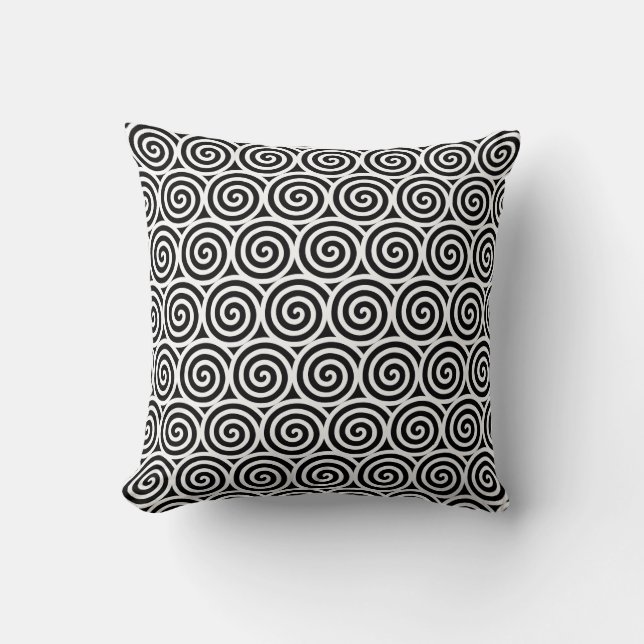 Coussin Elégant motif spiral élégant en noir et blanc (Recto)