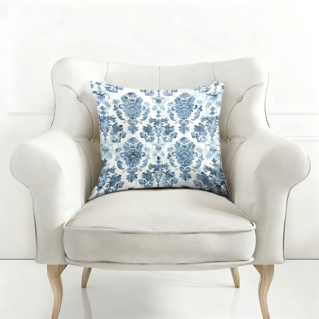 COUSSIN ÉLÉGANT MOTIF VINTAGE BLEU (Créateur téléchargé)