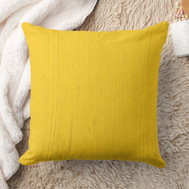 Coussin Elégant moutarde jaune grain de bois (Couverture)