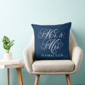 Coussin Élégant Navy M et Mme Script Monogramme Personnali (Chaise)