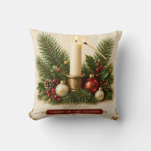 Coussin Élégant Noël de style boîte d'allumettes, bougie e