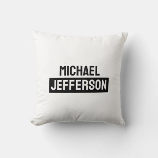 Coussin Élégant noir blanc clair personnalisé