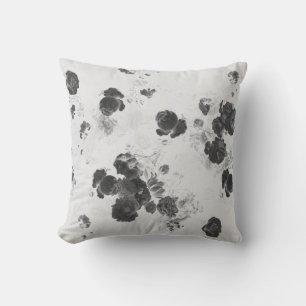Coussin Elégant noir blanc noir gris Rose toile florale