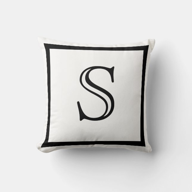 Coussin Élégant noir et blanc monogramme jeton Pi (Recto)