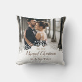 Coussin Élégant Notre 1er Noël de Mariés Une Photo (Recto)