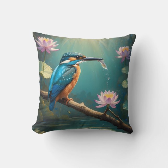Coussin Élégant oiseau de martin-pêcheur (Recto)