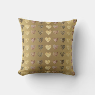 Coussin Elégant or avec Motif de coeur aquarelle