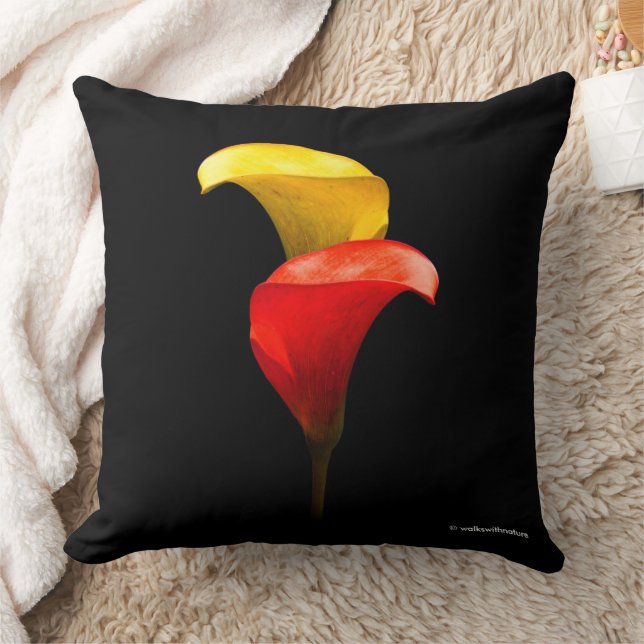 Coussin Elégant or et Crimson Calla Lilies (Couverture)