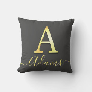 Coussin Élégant Or Personnalisé Monogramme A Nom Jeter Ore