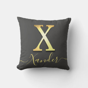 Coussin Élégant Or Personnalisé Monogramme X Nom Jeu Oreil