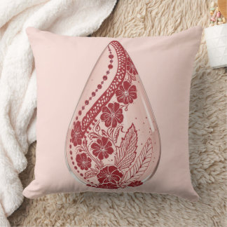 Coussin Élégant Paisley Floral Marron Larmes Rose Pâle