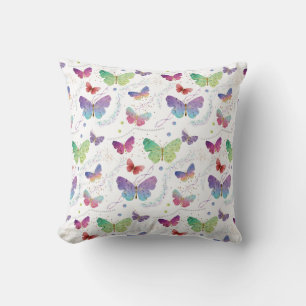 Coussin Élégant Papillons violets et bleus brillants