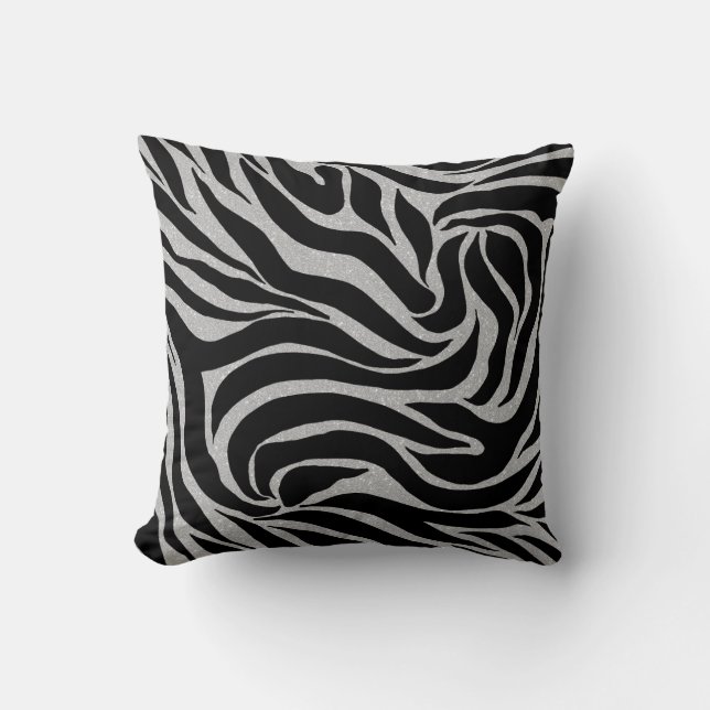 Coussin Elégant Parties scintillant noire Silver Zebra Pos (Recto)