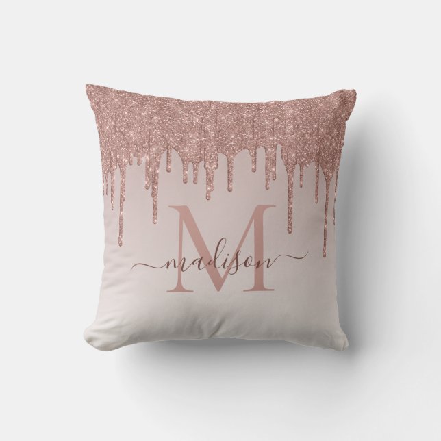 Coussin Élégant Parties scintillant  Rose Monogramme or Sc (Recto)