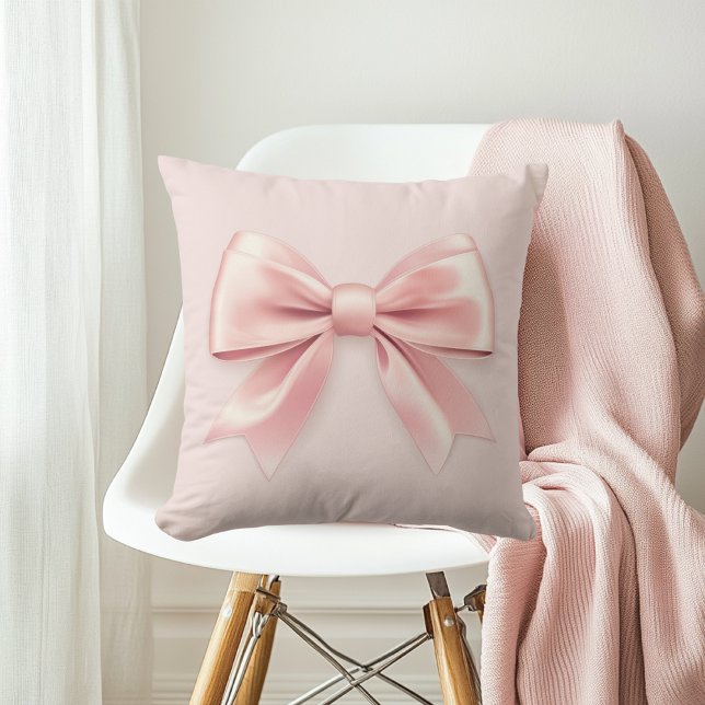 Coussin Elégant Pastel Pink Bow (Créateur téléchargé)