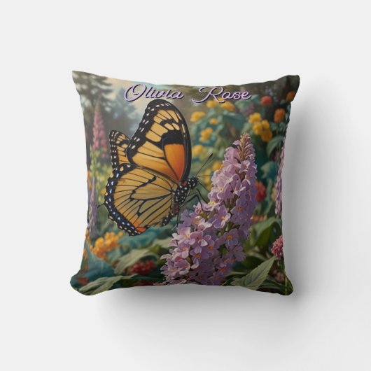 Coussin Elegant pastel wildflower garden with butterfly (Recto)