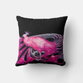 COUSSIN ÉLÉGANT PEACOCK EN ROSE FUCHSIA NOIR (Verso)