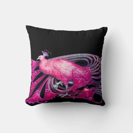 COUSSIN ÉLÉGANT PEACOCK EN ROSE FUCHSIA NOIR (Recto)