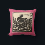 COUSSIN ÉLÉGANT PEACOCK ROSE BLANC NOIR<br><div class="desc">Elegant Art Nouveau Peacock in black and white</div>