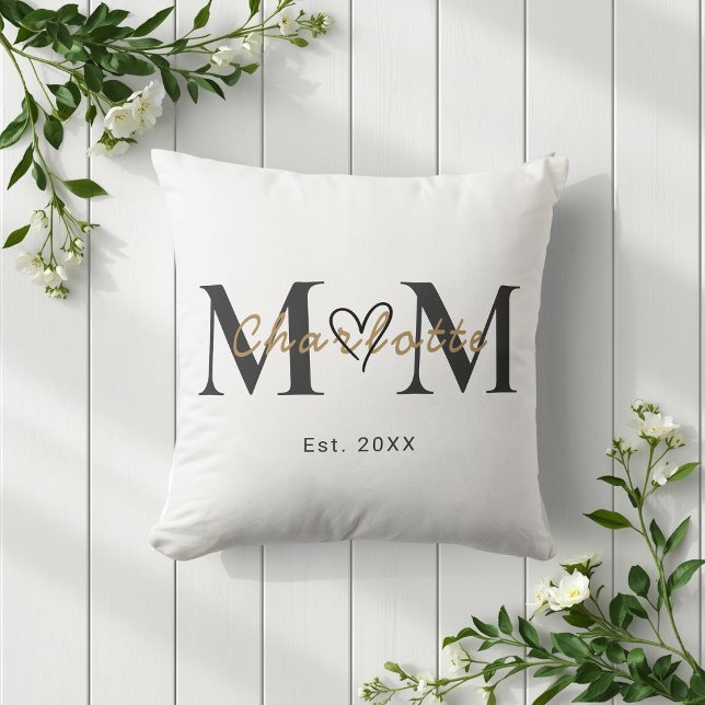 Coussin Elegant Personalized Mom Name Est Year Pillow (Créateur téléchargé)