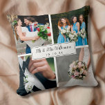 Coussin Elégant personnalisation de mariage jour photo Col<br><div class="desc">Personnalisez avec vos quatre photos mariages préférées,  nom et date spéciale pour créer un collage photo unique,  mémoire et cadeau. Un joli gardien au trésor ! Conçu par Thisisnotme©</div>