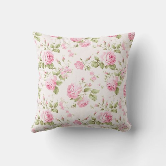 Coussin Elegant Pink Roses Flowers Pattern Monogram (Verso)