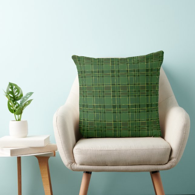 Coussin Élégant Plaid de Noël d'hiver vert et or (Chaise)