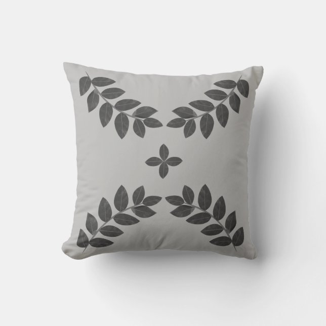 Coussin Élégant Plante gris Feuilles (Recto)