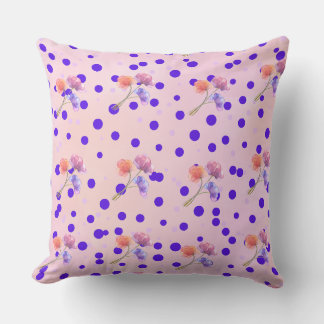 Coussin Elégant Pois et design floral Jeu d'oreiller