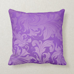 Coussin élégant, pourpre, vintage, floral, damassé, bel