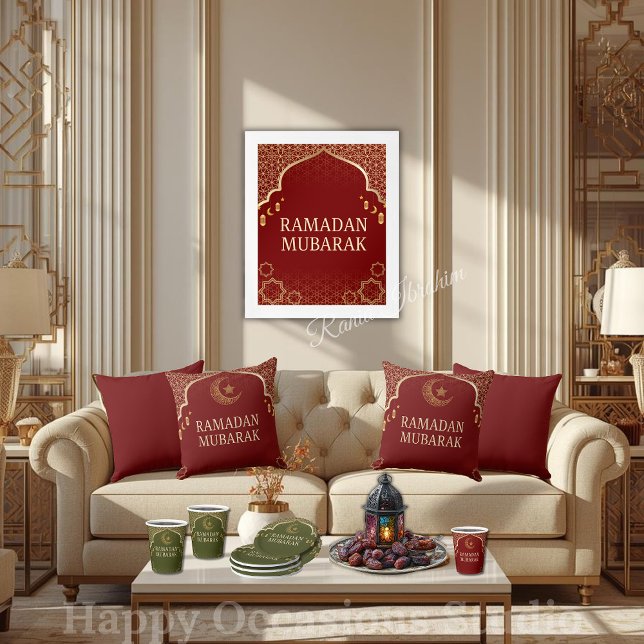 Coussin Elegant Ramadan Mubarak Throw Pillow (Créateur téléchargé)