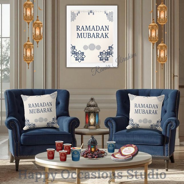 Coussin Elegant Ramadan Mubarak Throw Pillow (Créateur téléchargé)