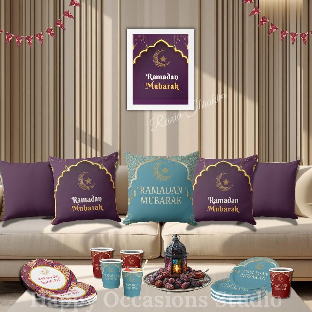 Coussin Elegant Ramadan Mubarak Throw Pillow (Créateur téléchargé)