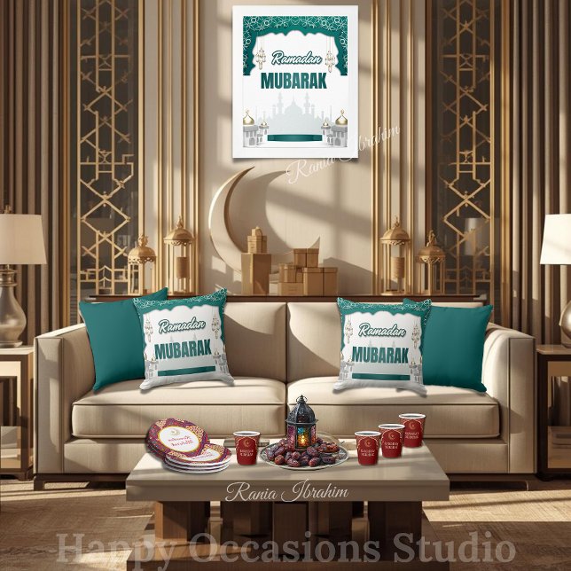 Coussin Elegant Ramadan Mubarak Throw Pillow (Créateur téléchargé)