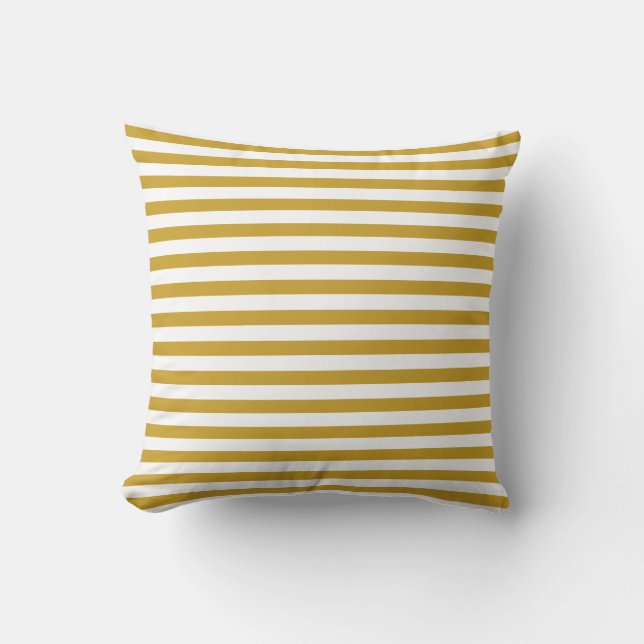 Coussin Élégant rayé or et blanc (Recto)