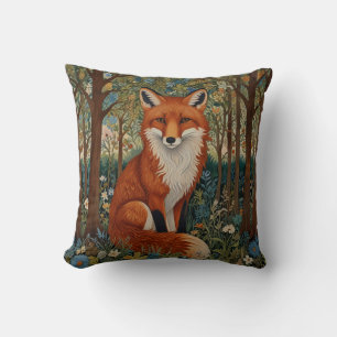 Coussin Elégant retro boho rouge renard animal de forêt