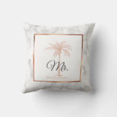 Coussin Elégant Rose en marbre Gold Palm Tree Mariage M. (Verso)