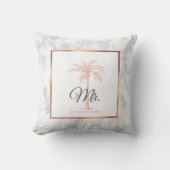 Coussin Elégant Rose en marbre Gold Palm Tree Mariage M. (Recto)