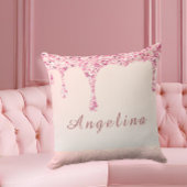 Coussin Elegant Rose Glam Glitter Drip