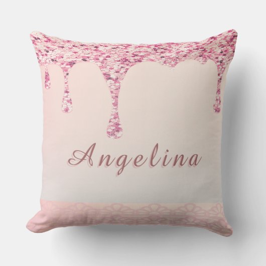Coussin Elegant Rose Glam Glitter Drip (Recto)