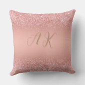 Coussin Élégant Rose Gold Luxe Shimmer Monogramme (Verso)