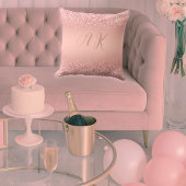 Coussin Élégant Rose Gold Luxe Shimmer Monogramme